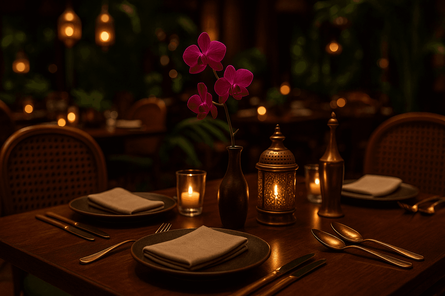 Table de restaurant dressée