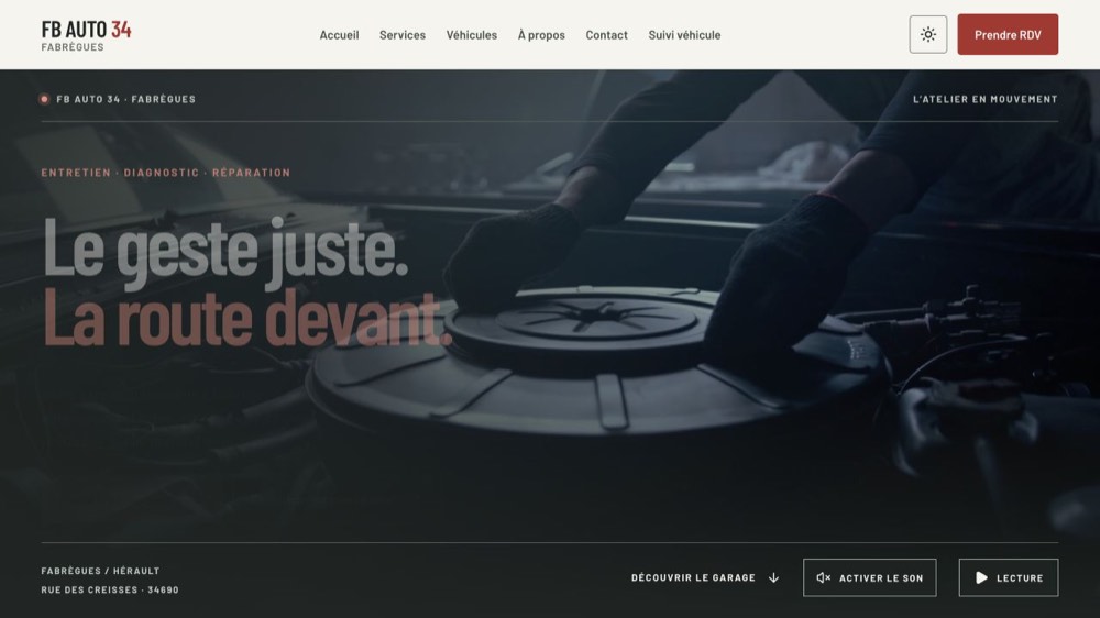 Aperçu du site du garage FB Auto 34