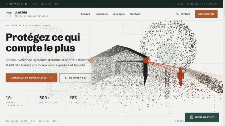 Aperçu du site JLACOM, alarme et vidéosurveillance à Montpellier